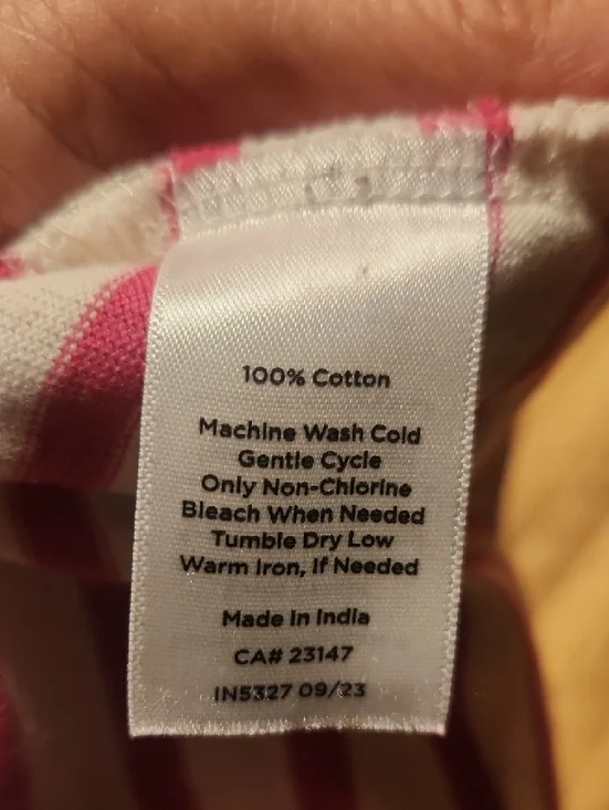 Talbots Pink and White Striped Long Sleeve Top with Heart Applique - Picture 6 of 6